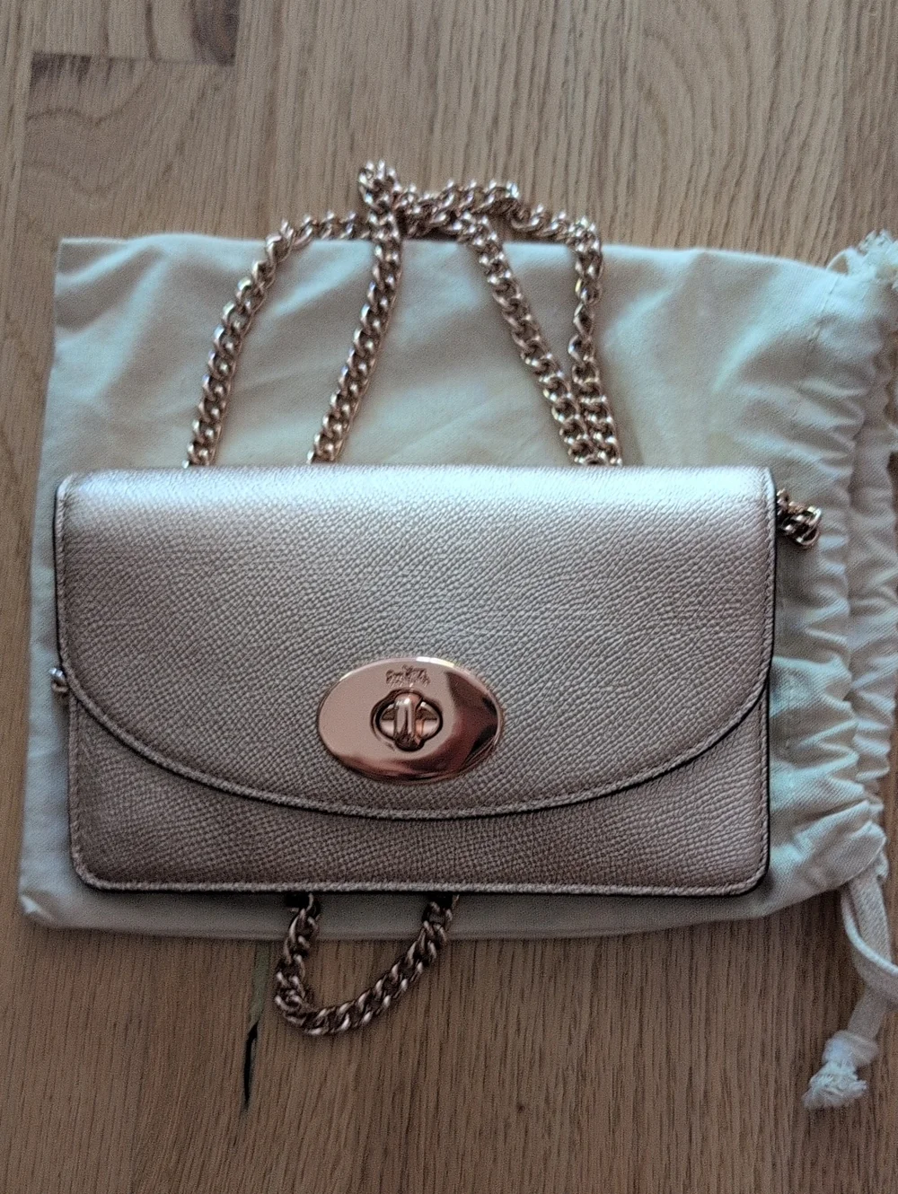 Metallic Chain Shoulder Bag - Rose Gold